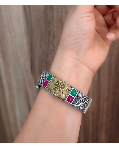 KAMYA Two Tone Silver Replica Bangle-1