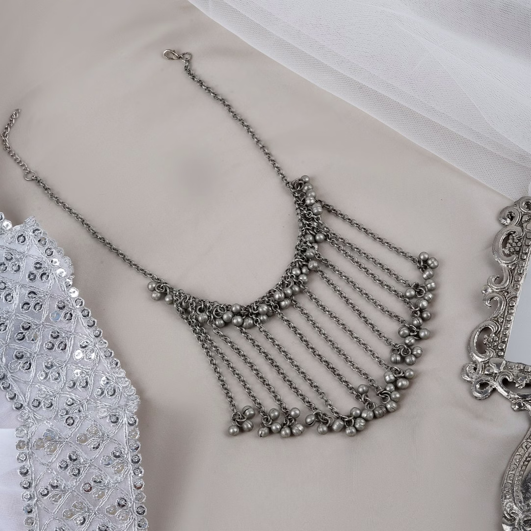 gonasika misha oxidised ghungroo tassel necklace