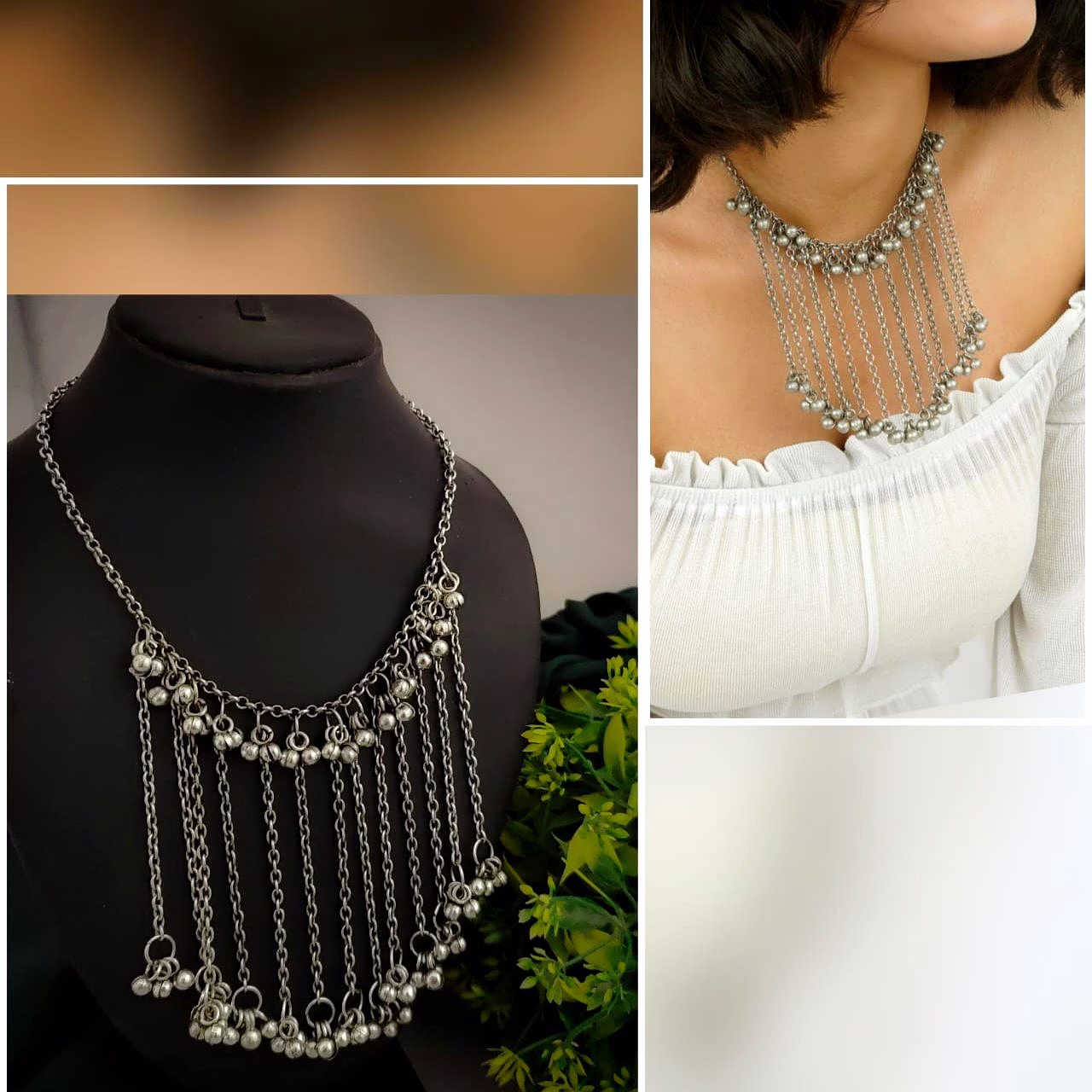 Misha oxidised Ghungroo Tassel Necklace image 3
