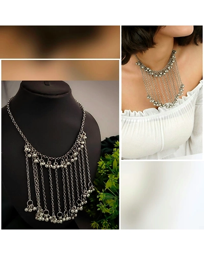 Misha oxidised Ghungroo Tassel Necklace-2
