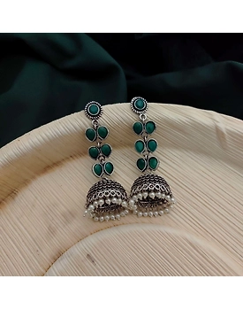 Ruhi Handcrafted Green Jhumki Earrings