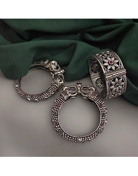 Diya Elephant Stones Bangles Set of 3 Pc