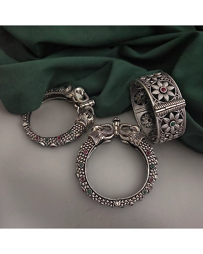 Diya Elephant Stones Bangles Set of 3 Pc-2