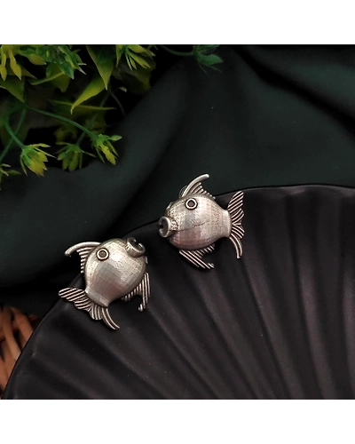 Silver Replica Fish Earrings-12670111