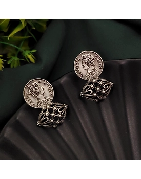 Silver Replica Coin Stud Earrings