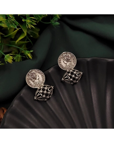 Silver Replica Coin Stud Earrings-2