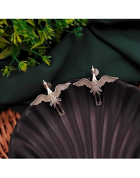 Silver Replica Flying Bird Stud Earrings