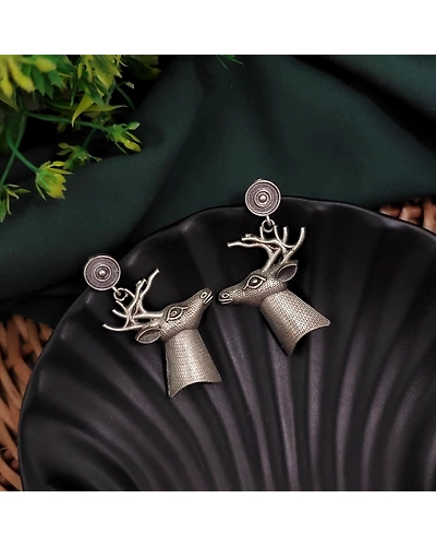 Silver Replica Deer Earrings-2