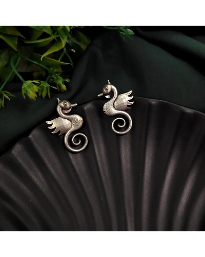 Silver Replica Sea Horse Earrings-2