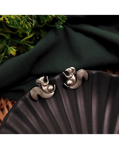 Silver Replica Squirrel Stud Earrings-2