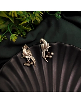Silver Replica Parrot Earrings