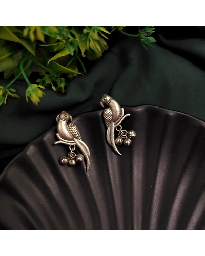 Silver Replica Parrot Earrings-12670069