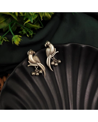 Silver Replica Parrot Earrings-1