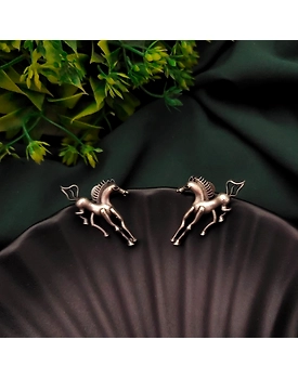 Silver Replica Horse Earrings