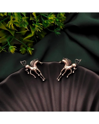 Silver Replica Horse Earrings-12670067