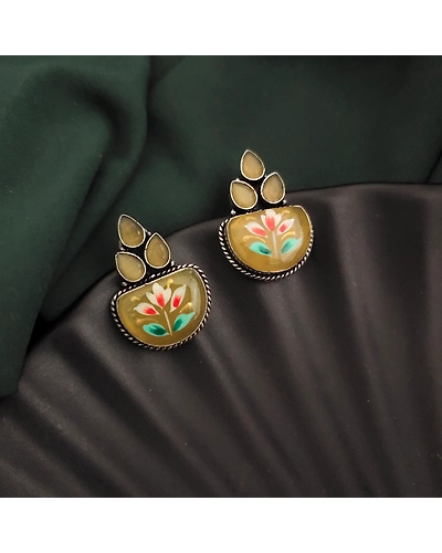 Monalisa Stone Hand-painted Stud Earrings-12670401