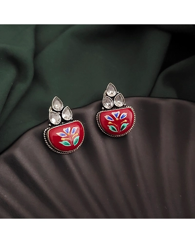 Monalisa Stone Hand-painted Stud Earrings-1