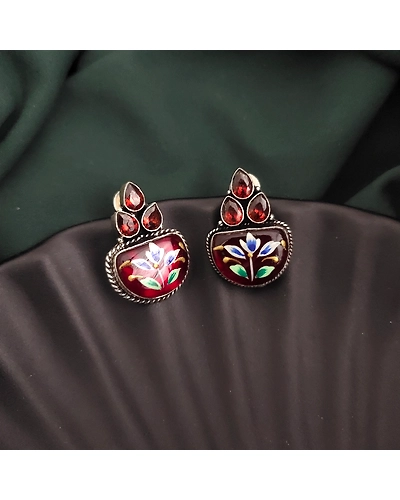 Monalisa Stone Hand-painted Stud Earrings-3