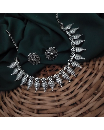Kabayali Oxidised Choker Neklace Set-2