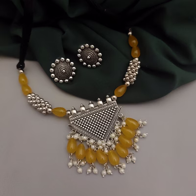 gonasika inaya oxidised ghungroo necklace set