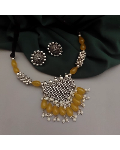 Inaya Oxidised Ghungroo Necklace Set-12670381