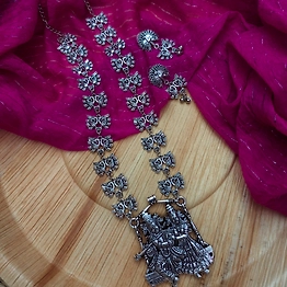 Gonasika Radha Krishna Long Necklace Earrings Set