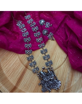 Radha Krishna Long Necklace Earrings Set