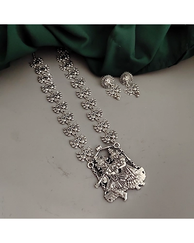 Radha Krishna Long Necklace Earrings Set-1
