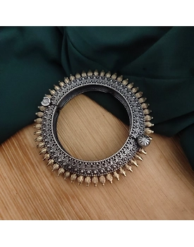 Oxidised Two tone Silver Replica Bangle