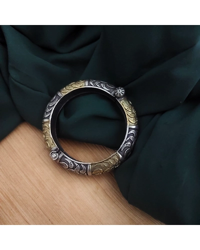 Oxidised Two tone Silver Replica Bangle-1