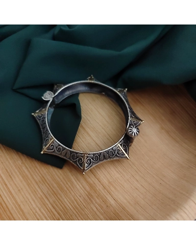 Oxidised Two tone Silver Replica Bangle-2