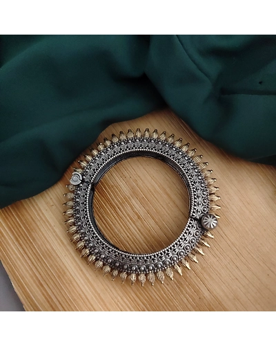 Oxidised Two tone Silver Replica Bangle-4