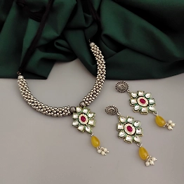 Gonasika Oxidised Ghungroo Fusion Necklace Earrings Set