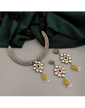 Oxidised Ghungroo Fusion Necklace Earrings Set