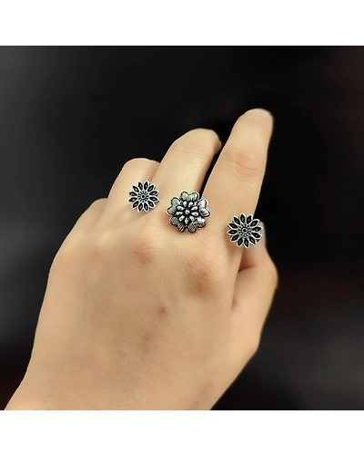 Oxidised Adjustable Finger Ring-1