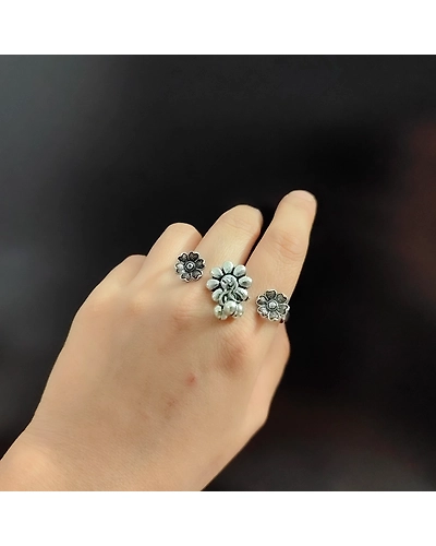 Oxidised Adjustable Finger Ring-2