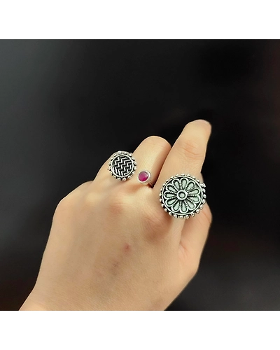 Oxidised Adjustable Finger Ring-3
