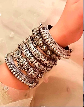 Silver replica Bangles Set of 6 pc