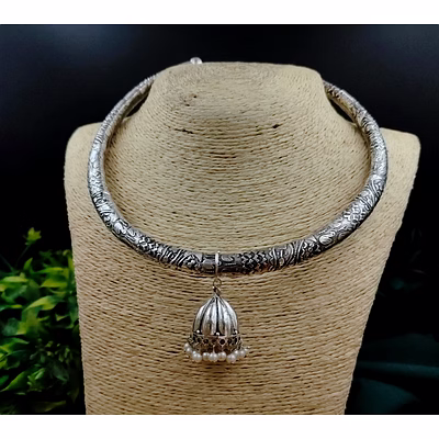 gonasika oxidised jhumki halsi necklace
