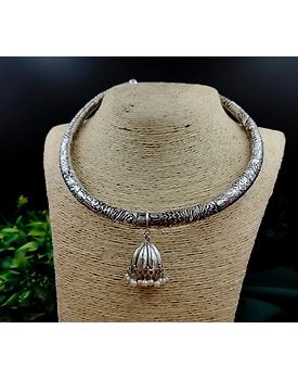 Oxidised Jhumki Halsi Necklace