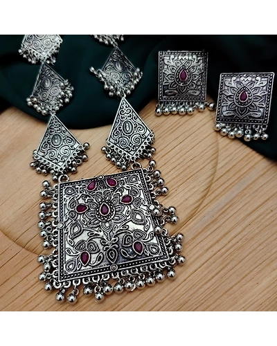 Oxidised Necklace Earrings Set-1