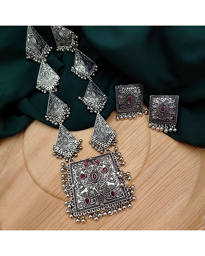 Oxidised Necklace Earrings Set-2
