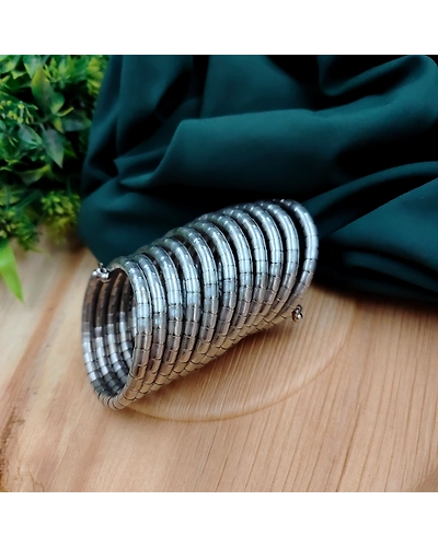 Oxidised Spiral Bracelet Free Size-1