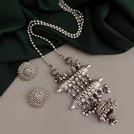 Gonasika Oxidised Long Chaoin Tribal Necklace Earrings Set