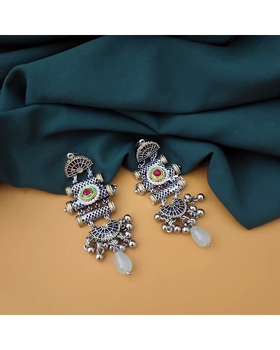 Oxidised Two Tone Earrings-2