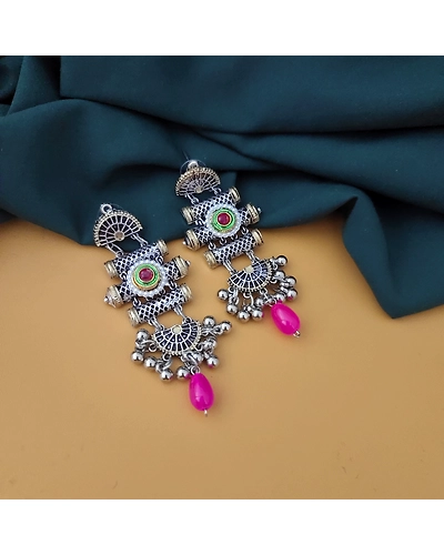 Oxidised Two Tone Earrings-3