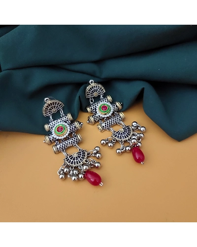 Oxidised Two Tone Earrings-4