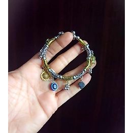 Gonasika Oxidised Two tone Evil Eye Adjustable Bracelet