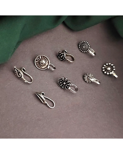 Oxidised Clip on nosepin Pack of 8-12670645