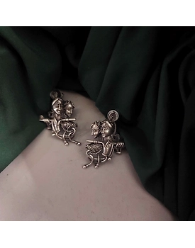 Silver lookalike Radha Krishna Stud Earrings